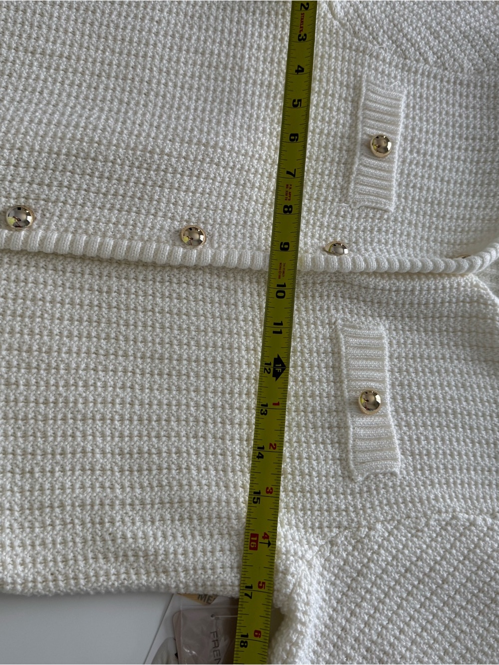 French Connection Cream Short-Sleeve Button Knit Cardigan - Picture 5 of 7